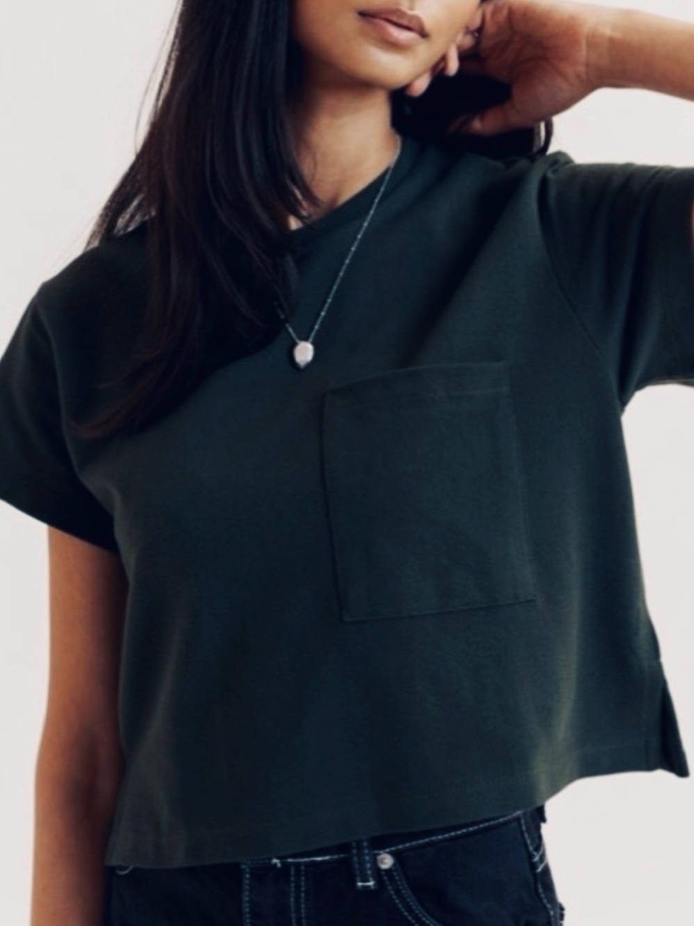 KOTN short sleeve pocket crop tee S black cotton t-shirt elevated basic timeless